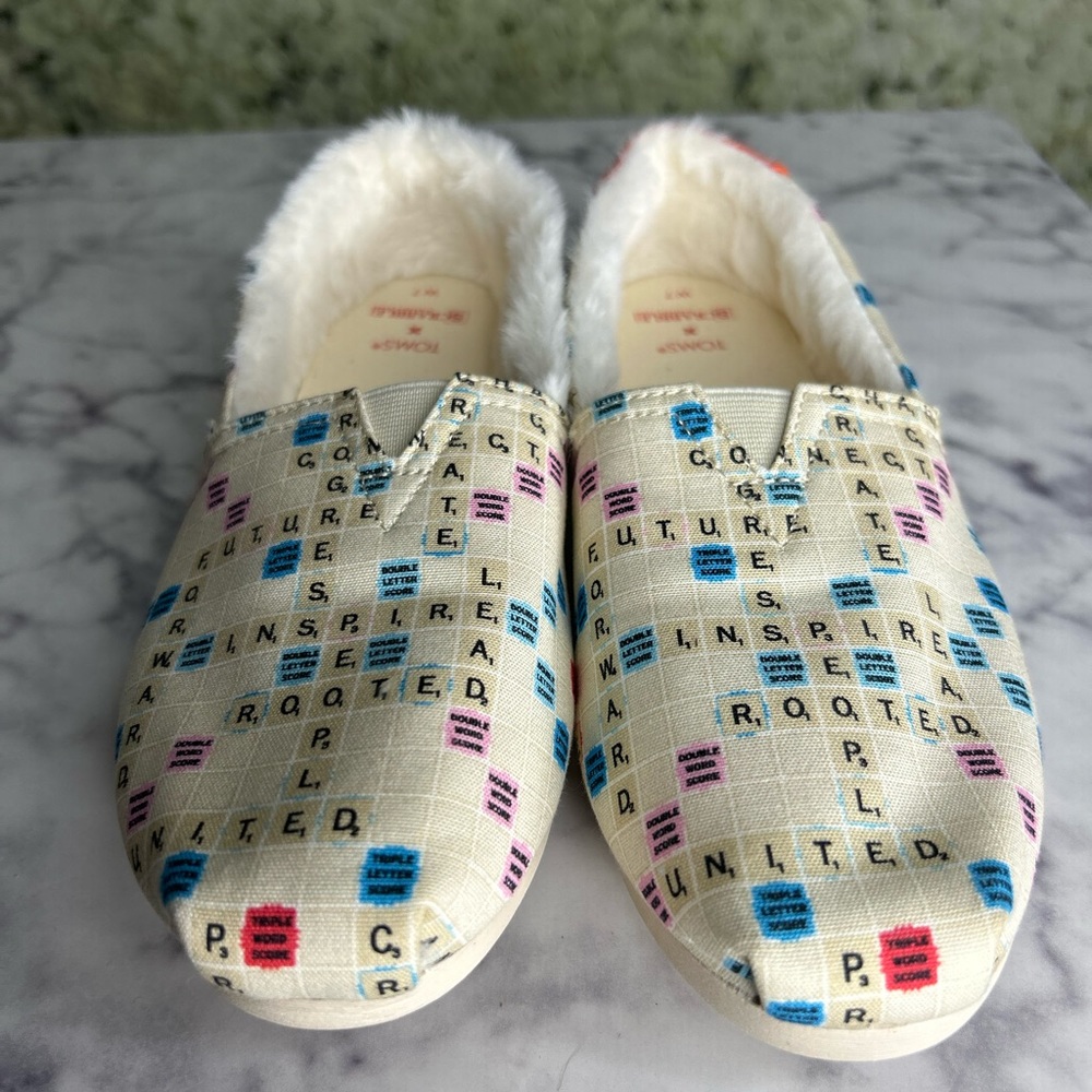 TOMS X Scrabble Faux Fur-lined Shoes